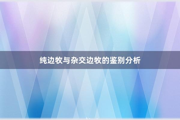 纯边牧与杂交边牧的鉴别分析